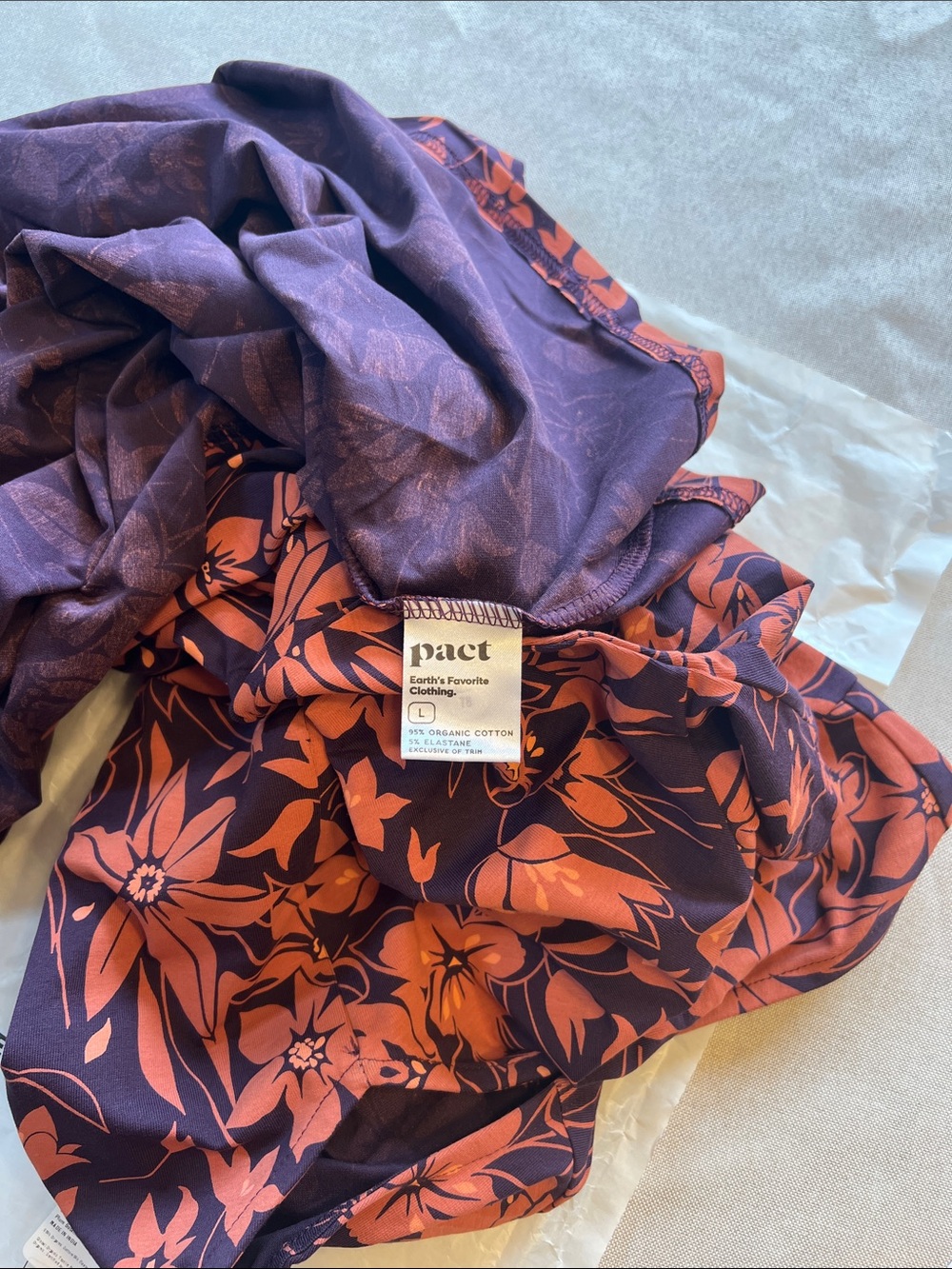 Pact Organic Fit & Flare Easy Dress Large Plum Botanical - Picture 8 of 8